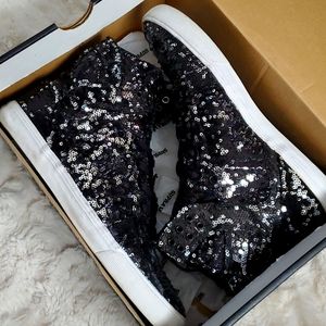 Womens glittery supra high top shoes